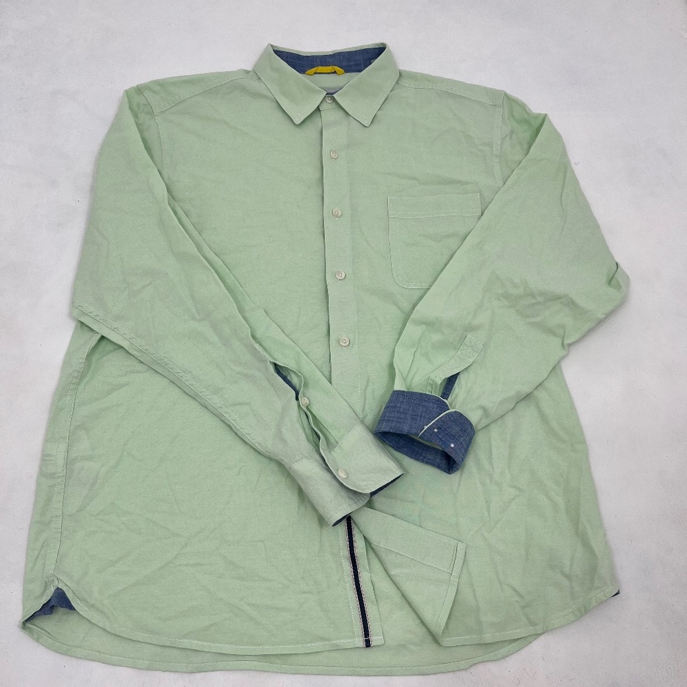 Tommy Bahama Men’s L‎ Lime Green Stretch Shirt Long Sleeve Tropical Casual